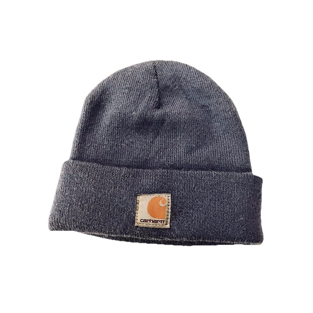 Carhartt Cuffed Beanie Hat Blue Logo Knit  One Size Unisex Watchcap